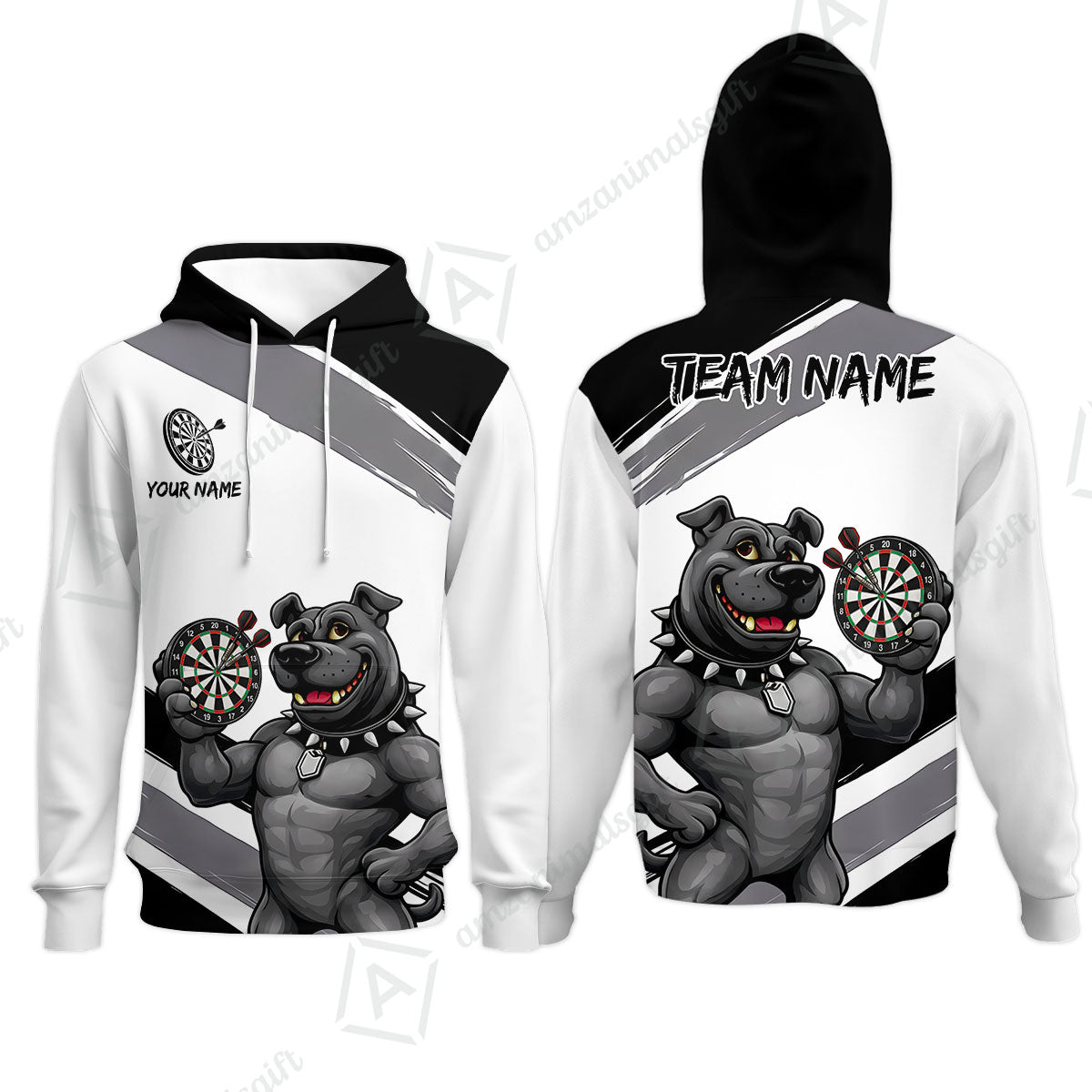 Custom Darts Jersey Polo Shirt, Pitbull Hold Dart Board, Custom Dart Jersey Team Shirt For Players With Name & Team Name