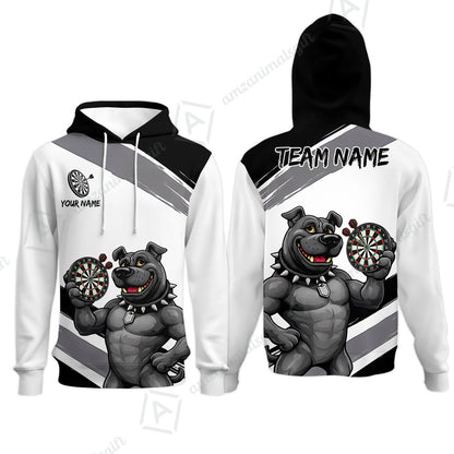 Custom Darts Jersey Polo Shirt, Pitbull Hold Dart Board, Custom Dart Jersey Team Shirt For Players With Name & Team Name