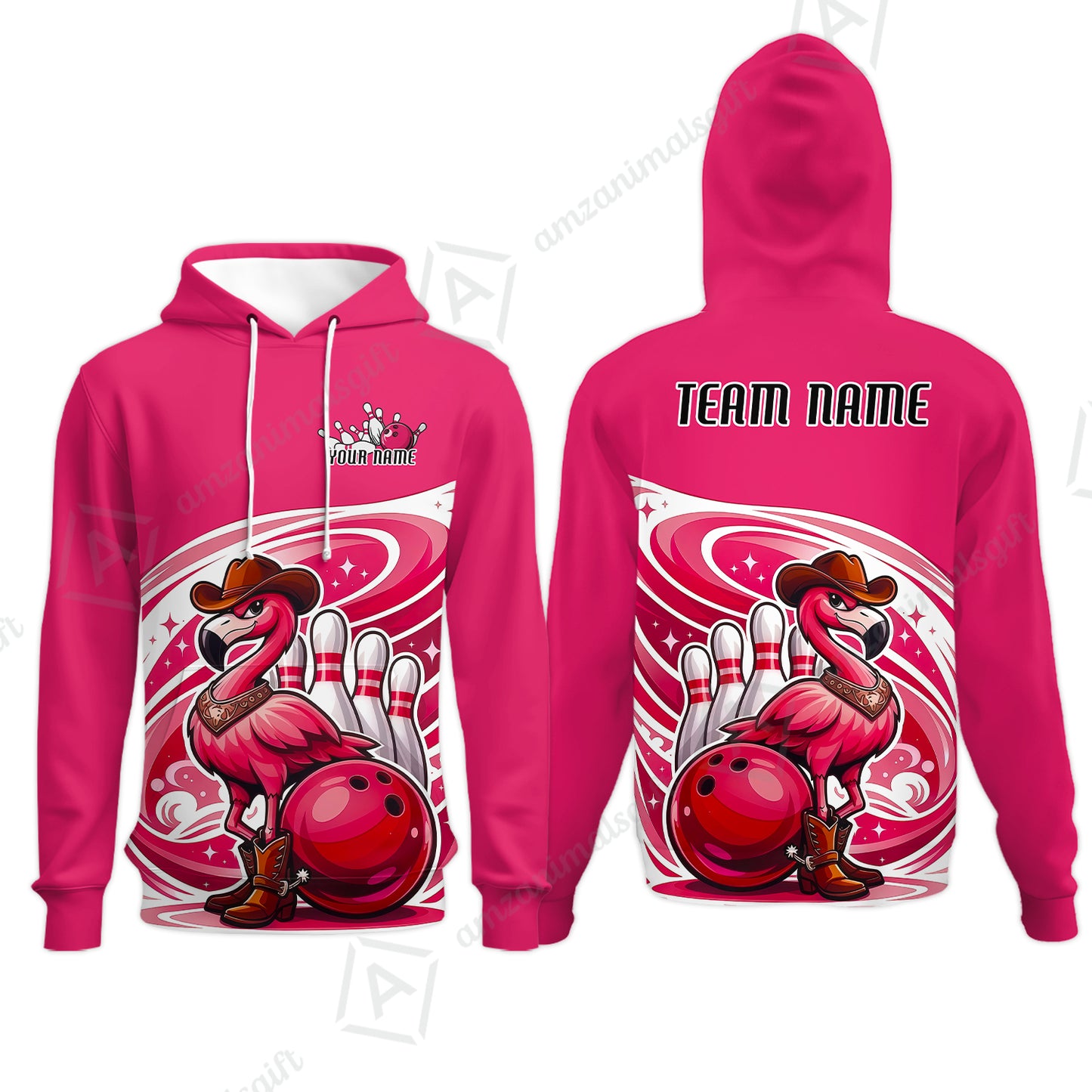 Custom Women Polo Shirt, Western Flamingo, Custom Bowling Women Polo Team Shirt For Players With Name & Team Name