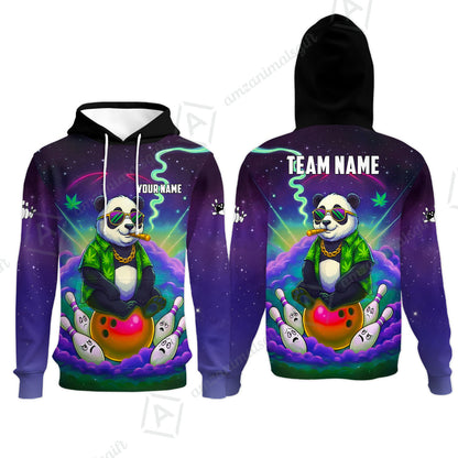 Custom Bowling Jersey Polo Shirt, Chill Panda & Cosmic Vibe, Custom Bowling Jersey Team Shirt For Players With Name & Team Name