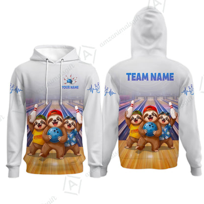 Custom Bowling Jersey Polo Shirt, Funny Sloth Squad Mascot, Custom Bowling Jersey Team Shirt For Players With Name and Team Name