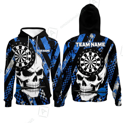 Custom Darts Jersey Polo Shirt, Skull Bites Dart, Custom Dart Jersey Team Shirt For Players With Name & Team Name
