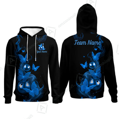 Custom Bowling Jersey Polo Shirt, Butterfly Bowling Smoke, Custom Bowling Jersey Team Shirt For Players With Name & Team Name