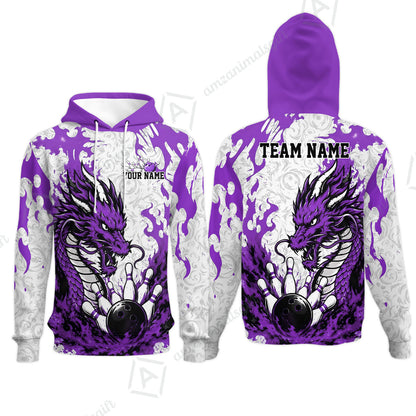 Custom Bowling Jersey Polo Shirt, Fierce Crimson Fire Dragon Strike, Custom Bowling Jersey Team Shirt For Players With Name and Team Name
