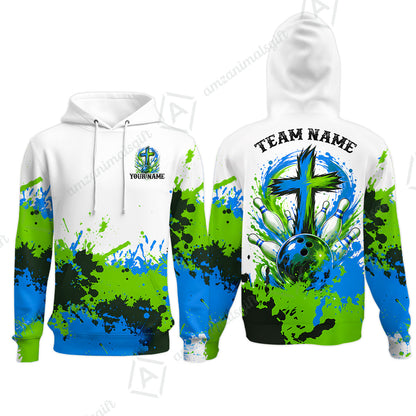 Custom Bowling Jersey Polo Shirt, Splash Pain Bowling Cross Colorful, Custom Bowling Jersey Team Shirt For Players With Name & Team Name
