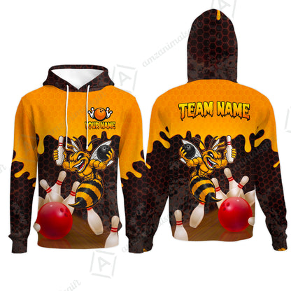 Custom Bowling Jersey Polo Shirt, Aggressive Hornet Honeycomb Drip, Custom Bowling Jersey Team Shirt For Players With Name and Team Name