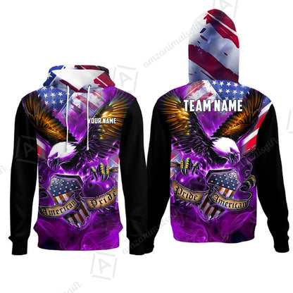 Custom Bowling Jersey Polo Shirt, American Pride Eagle, Personalized Name & Team Name