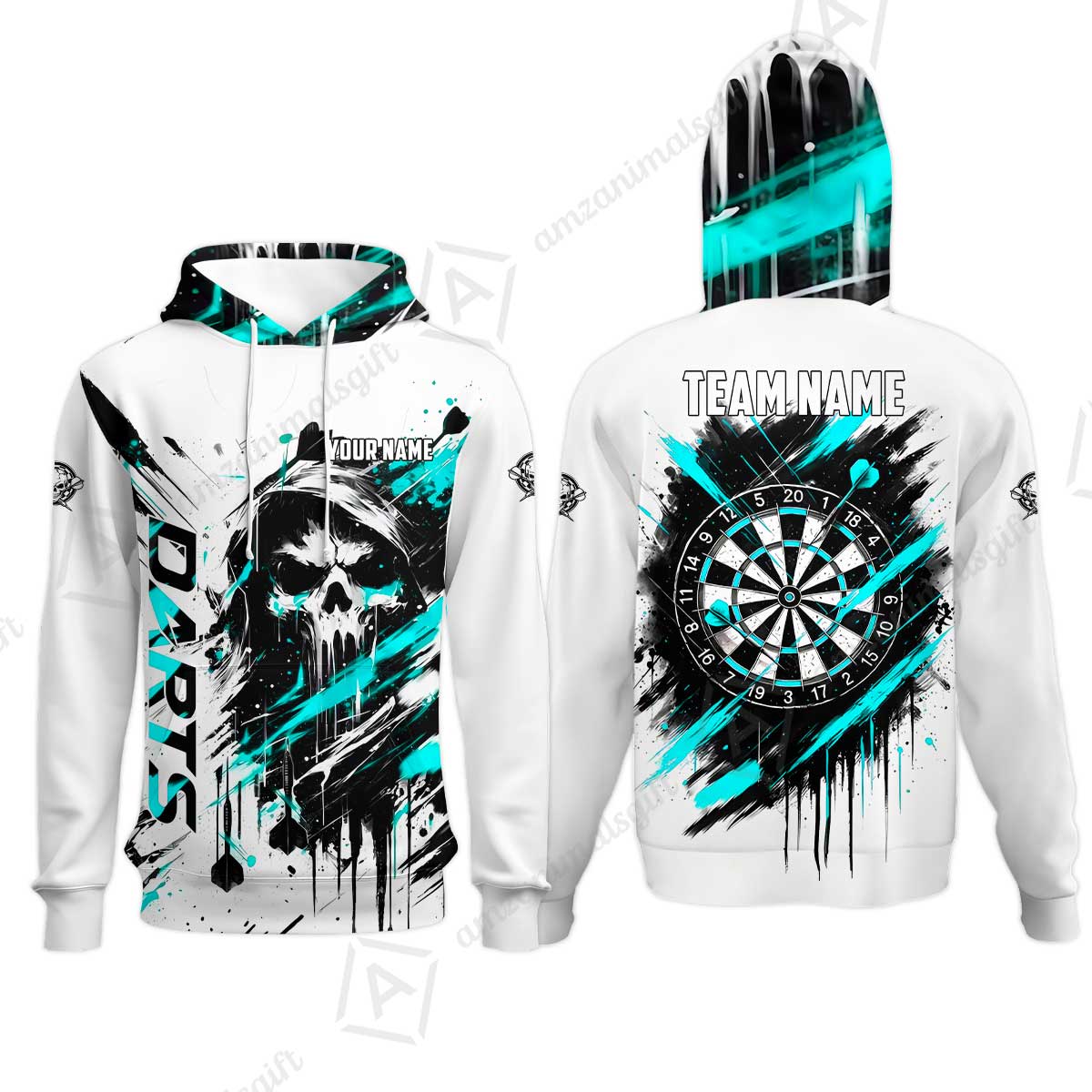 Custom Darts Jersey Polo Shirt, Grim Reaper Sketch Splatter, Custom Dart Jersey Team Shirt For Players With Name & Team Name