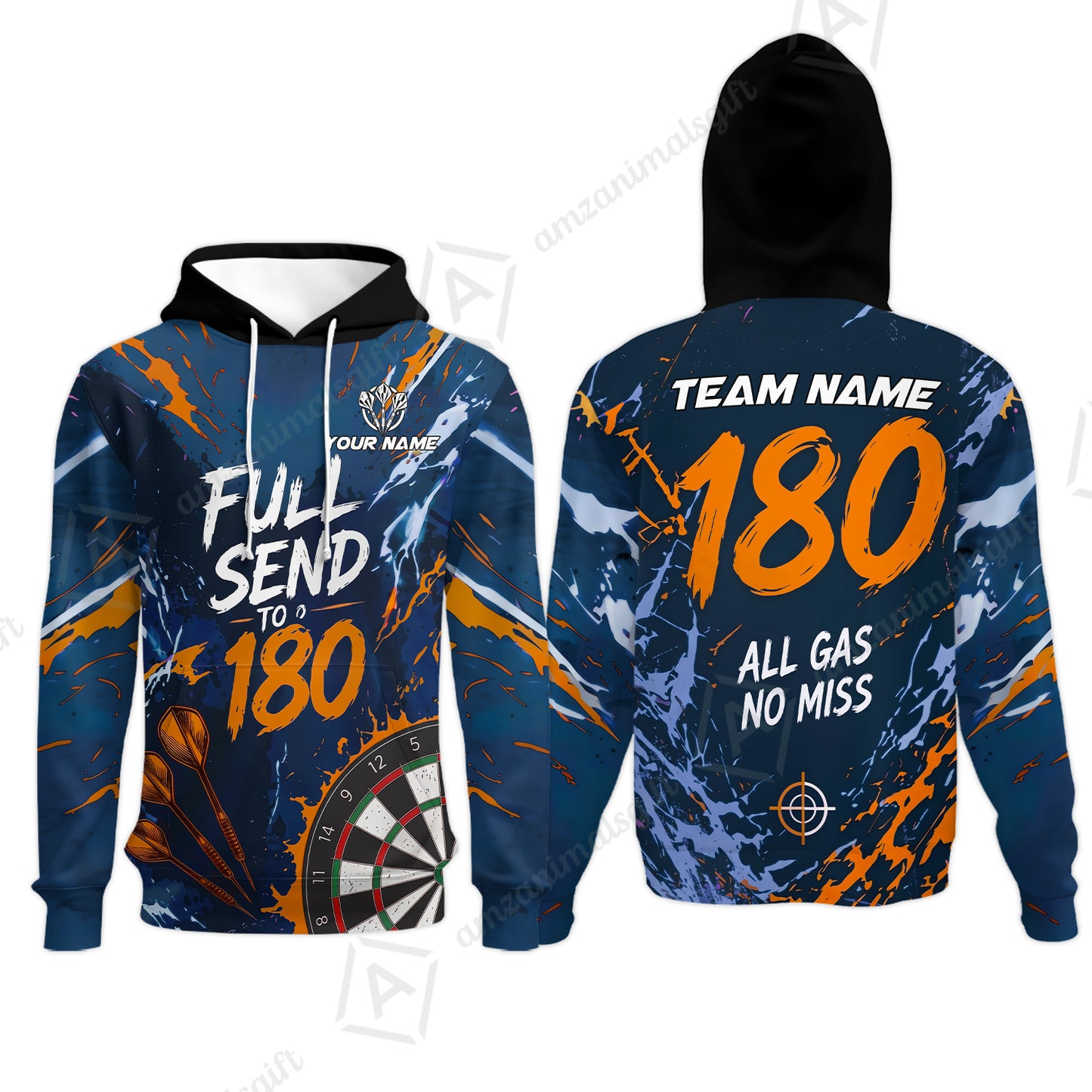 Customized Darts Team Jersey, Full Send To 180, All Gas No Miss, Personalized Polo Shirt For Players With Name & Team Name