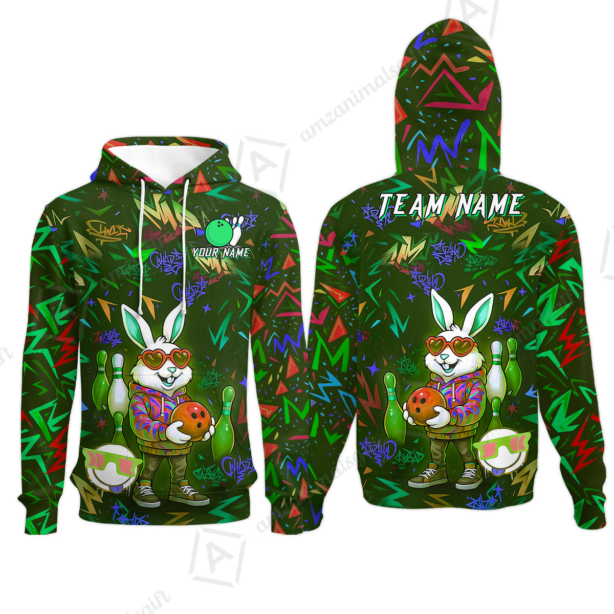 Custom Hip Hop Rabbit Bowling Jersey Polo Shirt, Custom Hip Hop Rabbit Bowling Jersey Team Shirt For Players With Name & Team Name