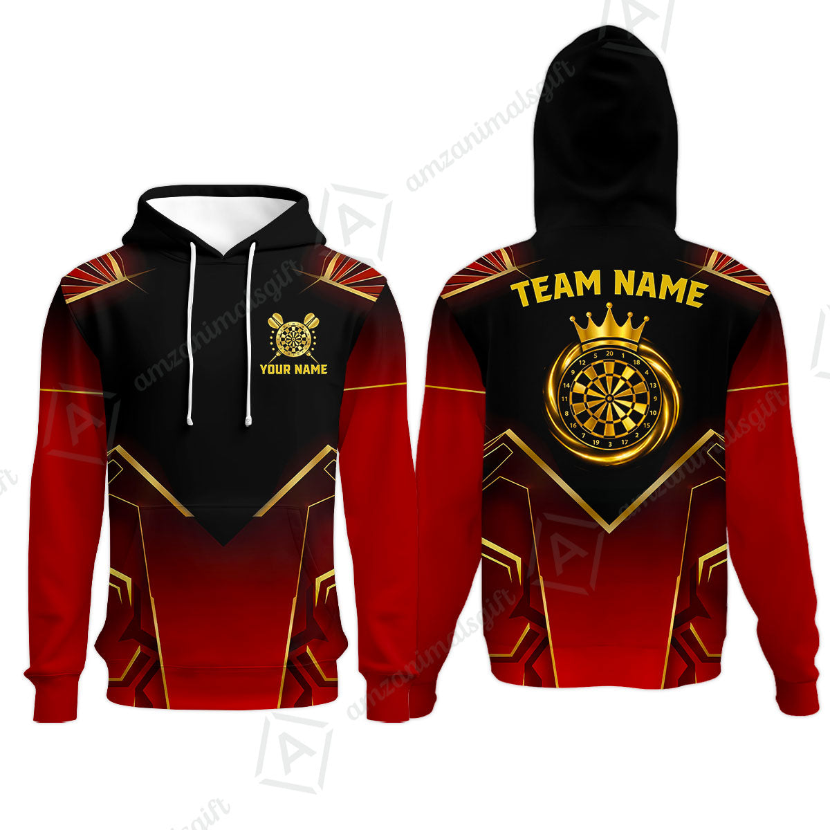 Custom Luxury Golden Crown Darts Jersey Polo Shirt, Custom Luxury Golden Crown Dart Jersey Team Shirt For Players With Name & Team Name