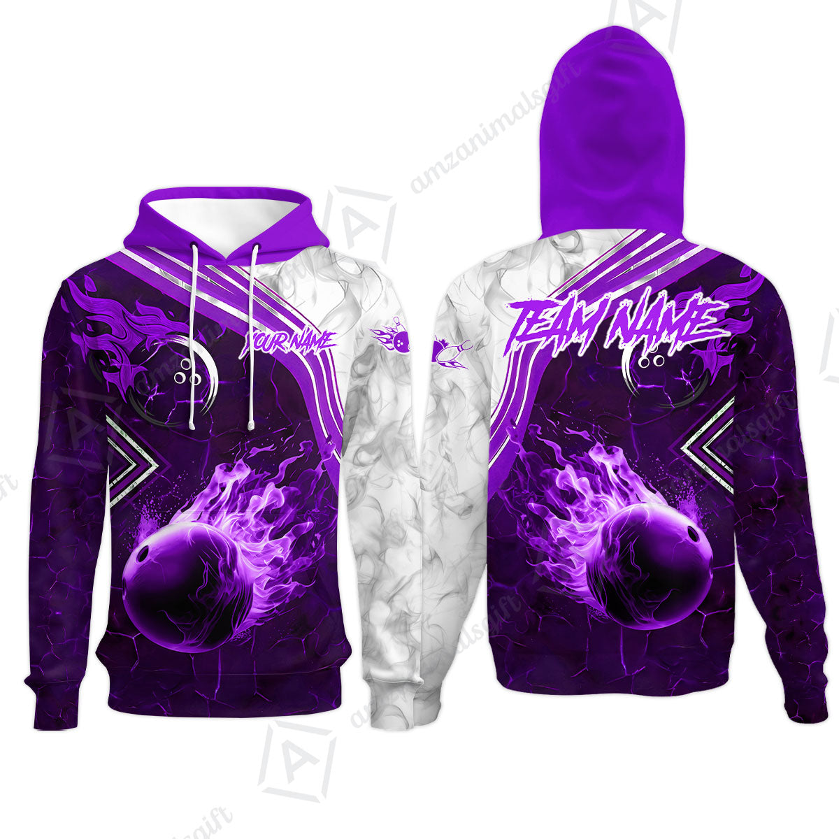 Customized Bowling Unisex Polo Shirt, Fire & Smoke Bowling Ball, Bowling Uniform - Personalized Name And Team Name