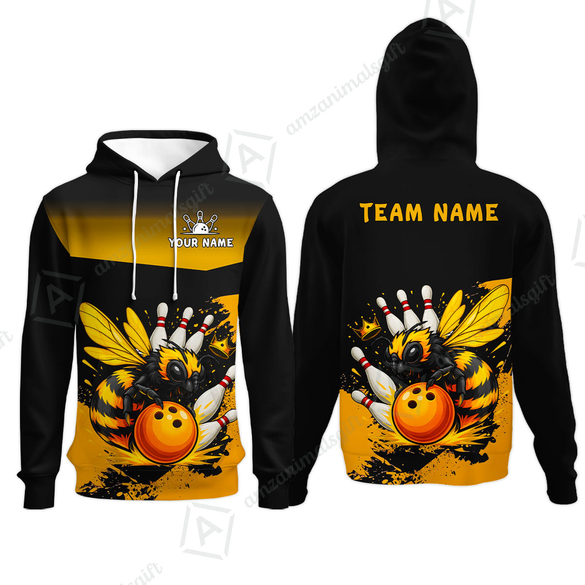Custom Bowling Jersey Polo Shirt, Aggressive Yellow Jacket Swarm, Custom Bowling Jersey Team Shirt For Players With Name and Team Name