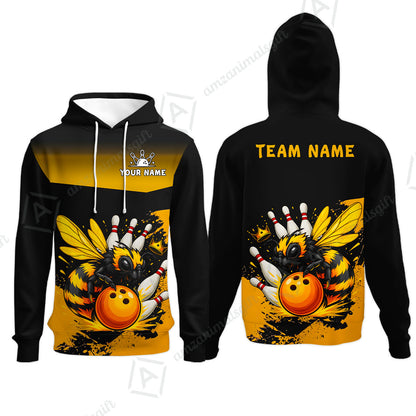 Custom Bowling Jersey Polo Shirt, Aggressive Yellow Jacket Swarm, Custom Bowling Jersey Team Shirt For Players With Name and Team Name