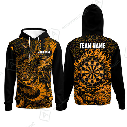 Custom Darts Jersey Polo Shirt, Dragon's Bullseye Darts, Custom Dart Jersey Team Shirt For Players With Name & Team Name