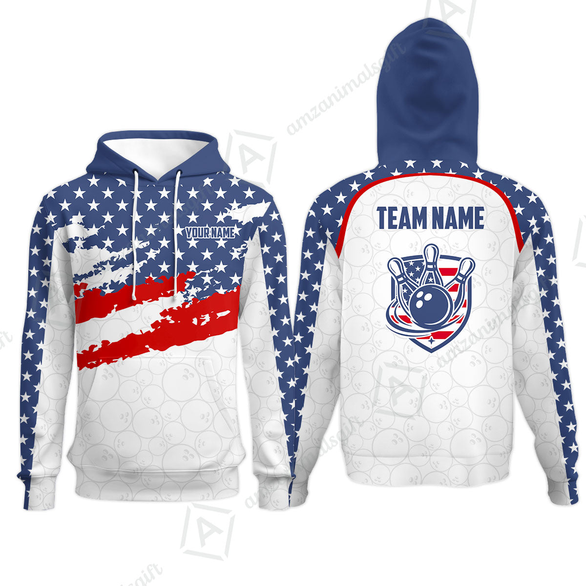 Custom Bowling Jersey Polo Shirt, America Star Flag Bowling, Custom Bowling Jersey Team Shirt For Players With Name & Team Name