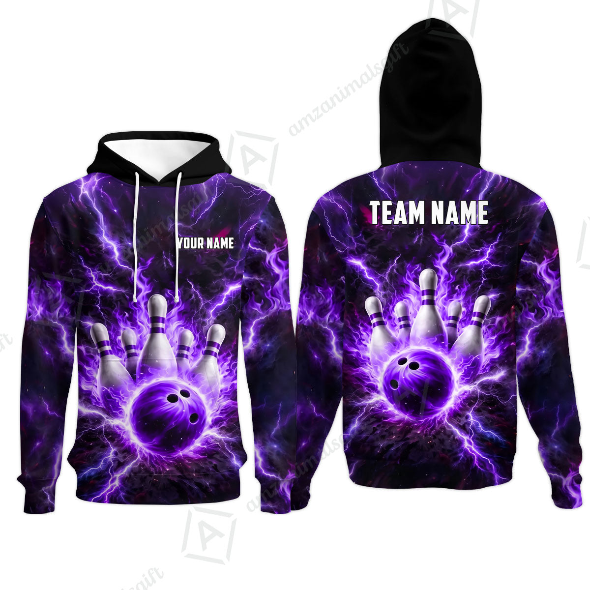Custom Bowling Jersey Polo Shirt, Electric Lightning Storm Bowling, Custom Bowling Jersey Team Shirt For Players With Name and Team Name