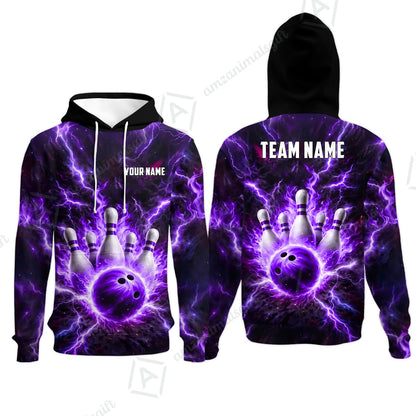 Custom Bowling Jersey Polo Shirt, Electric Lightning Storm Bowling, Custom Bowling Jersey Team Shirt For Players With Name and Team Name