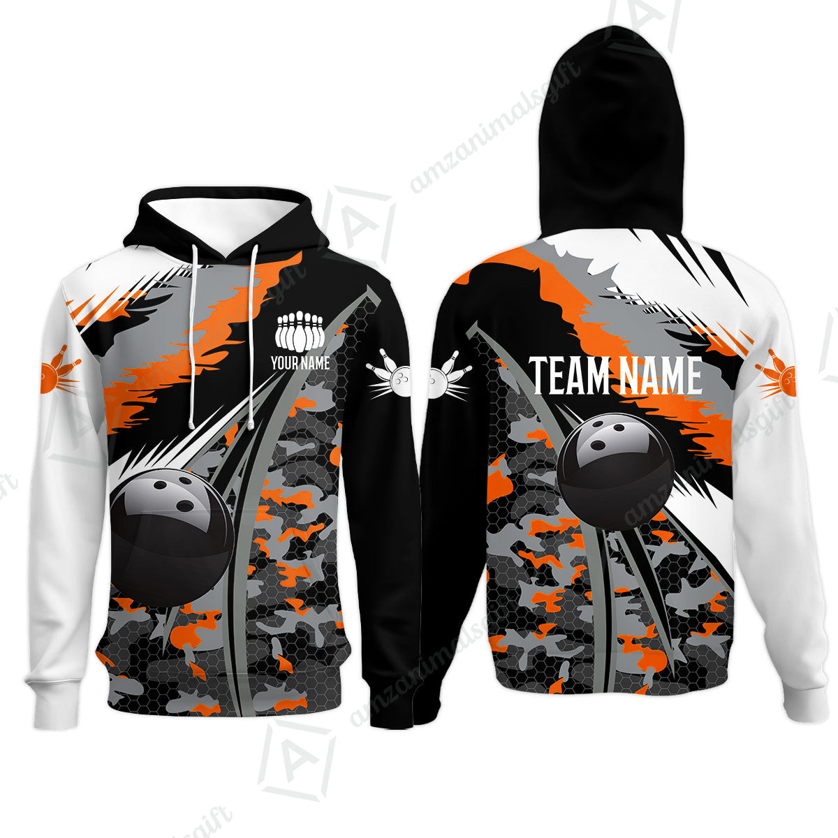 Custom Bowling Team Jersey, Personalized Long Sleeve Jersey Shirt Camo Bowling Shirt with Name & Team Name