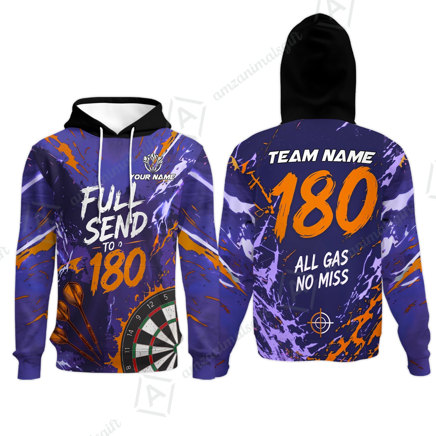 Customized Darts Team Jersey, Full Send To 180, All Gas No Miss, Personalized Polo Shirt For Players With Name & Team Name