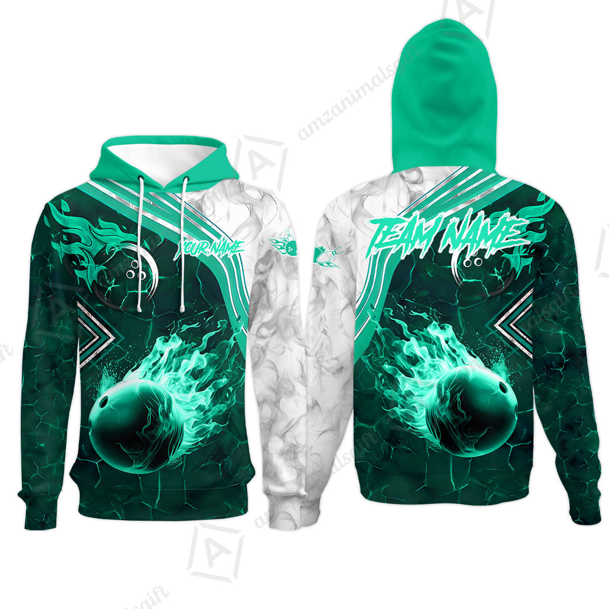 Customized Bowling Unisex Polo Shirt, Fire & Smoke Bowling Ball, Bowling Uniform - Personalized Name And Team Name