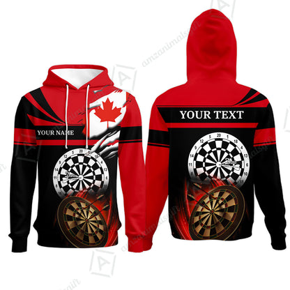 Customized Name & Text Darts Quarter-Zip Polo Shirt, Canada Flag Personalized Name Darts Quarter-Zip Polo Shirt