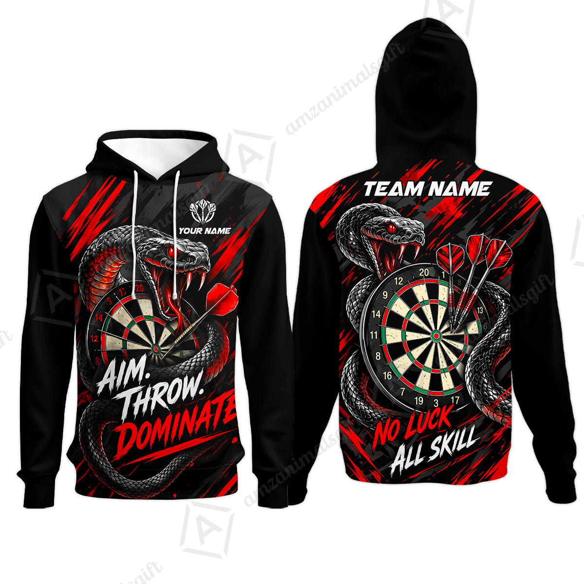 Customized Darts Team Jersey, Personalized Snake Darts Abstract Background Polo Shirt For Players With Name & Team Name