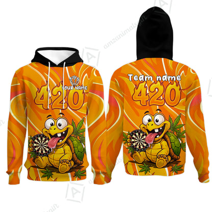 Custom Dart Jersey Team Shirt For Players, Funny Turtle 420, Personalize Name and Team Name
