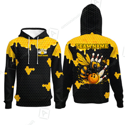 Custom Bowling Jersey Polo Shirt, Golden Honeycomb Hornet, Custom Bowling Jersey Team Shirt For Players With Name and Team Name