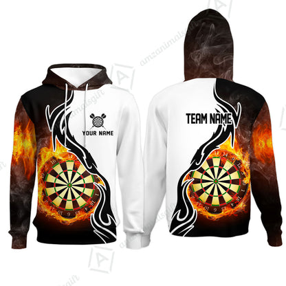 Custom  Fire Pattern Darts Team Jersey Unisex Polo Shirts, Custom flame Pattern Darts Team Jerseys Uniform