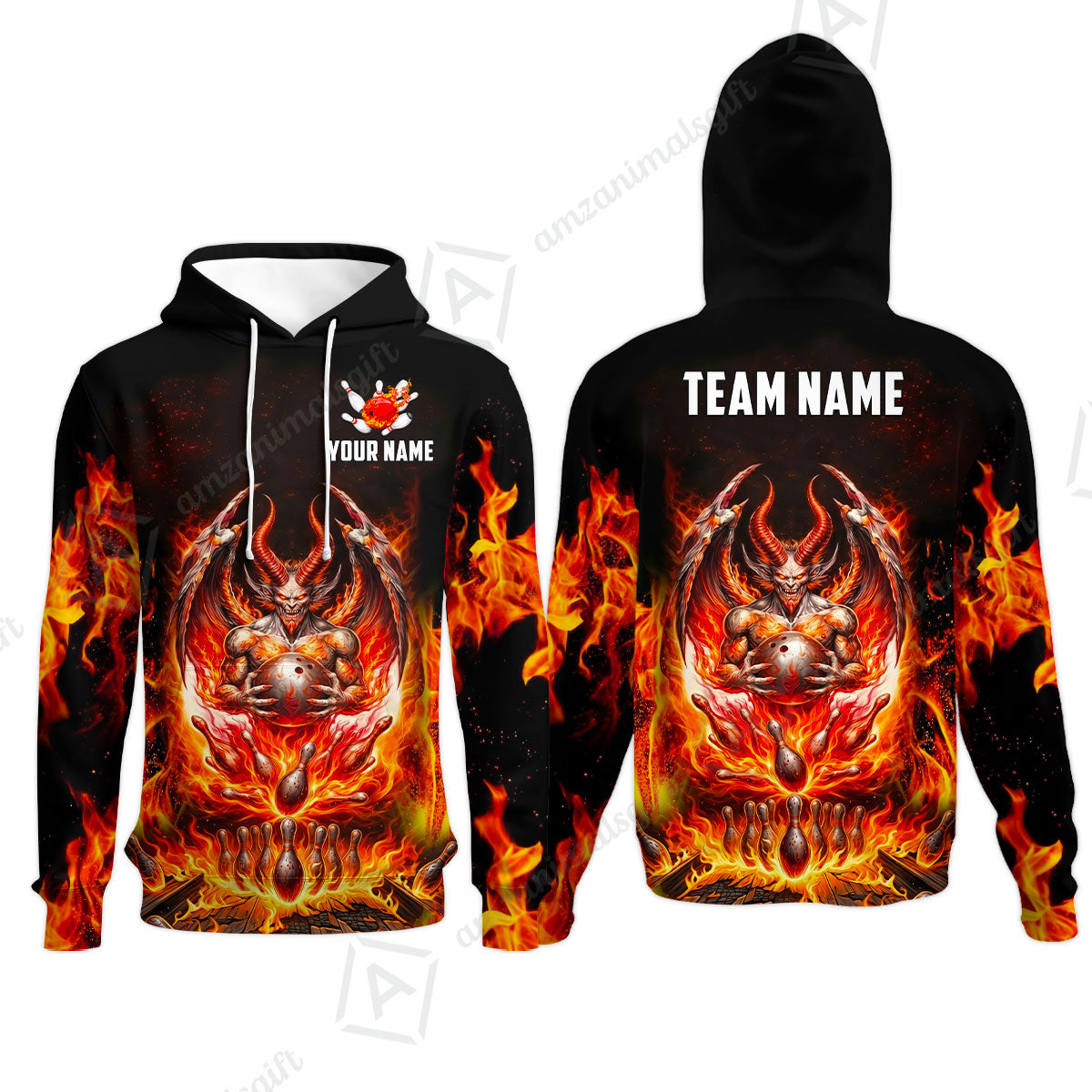 Custom Hellfire Bowling Jersey Polo Shirt, Custom Hellfire Bowling Jersey Team Shirt For Players With Name & Team Name