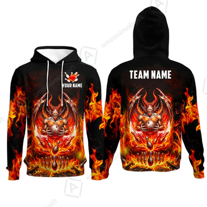 Custom Hellfire Bowling Jersey Polo Shirt, Custom Hellfire Bowling Jersey Team Shirt For Players With Name & Team Name