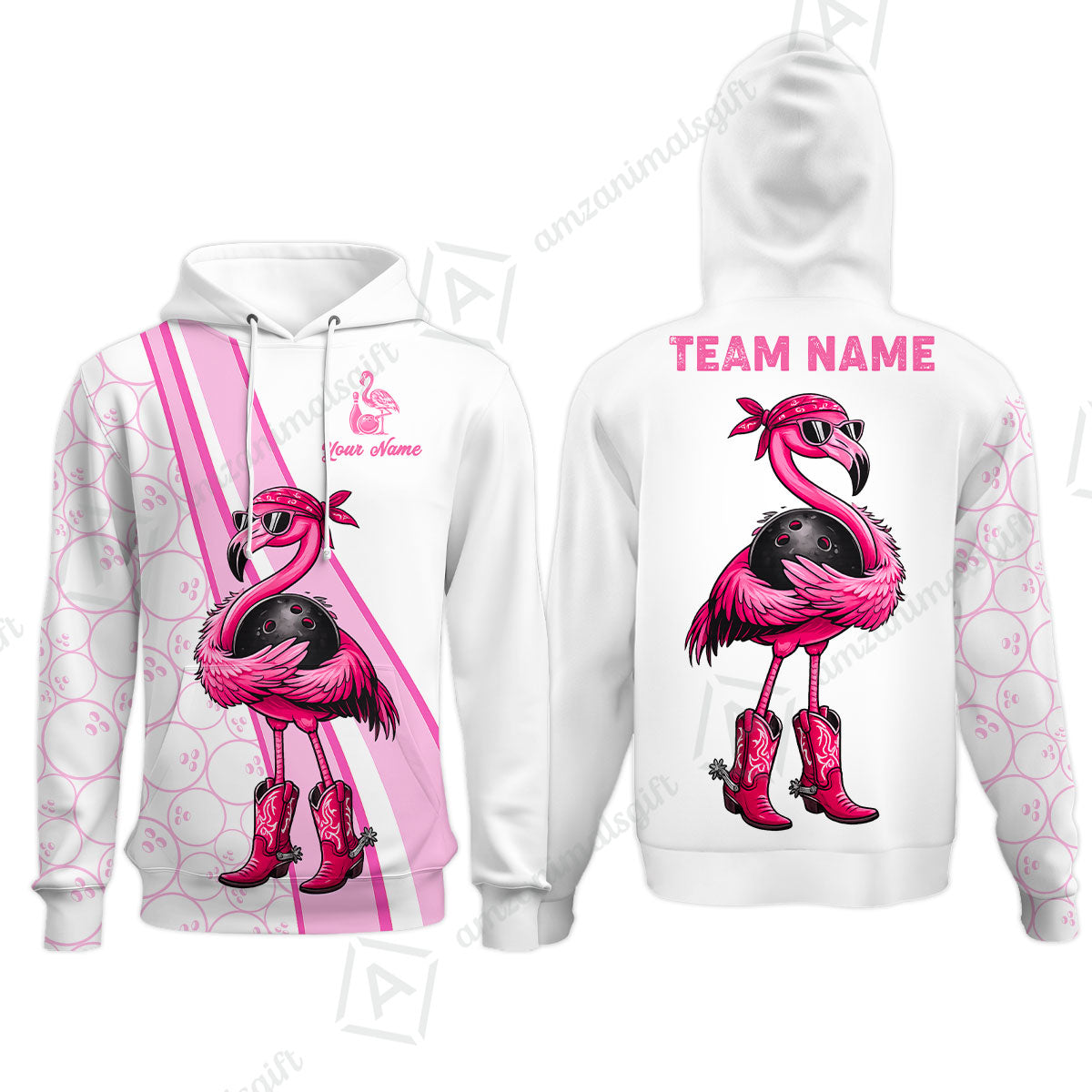 Custom Bowling Jersey Polo Shirt, Cowgirl Flamingo Bowling Custom Bowling Jersey Team Shirt For Players With Name & Team Name