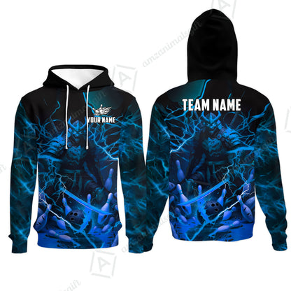 Custom Bowling Jersey Polo Shirt, Fiery Samurai Strike, Custom Bowling Jersey Team Shirt For Players With Name & Team Name