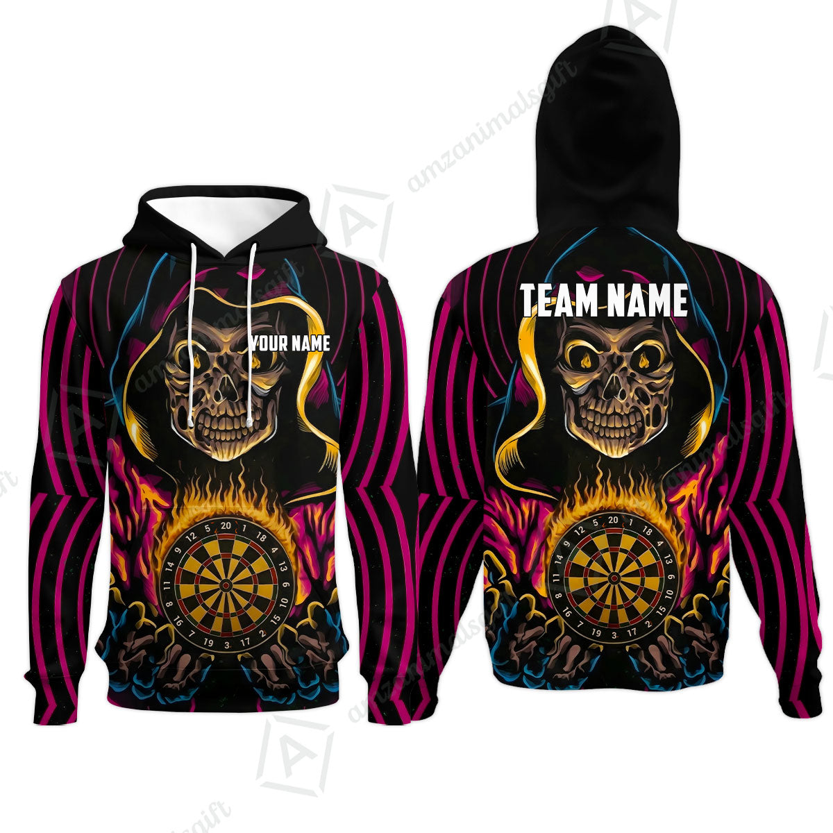 Custom Darts Team Jersey, Personalized Grim Reaper Dart Polo Shirt For Players With Name & Team Name