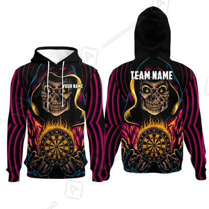 Custom Darts Team Jersey, Personalized Grim Reaper Dart Polo Shirt For Players With Name & Team Name