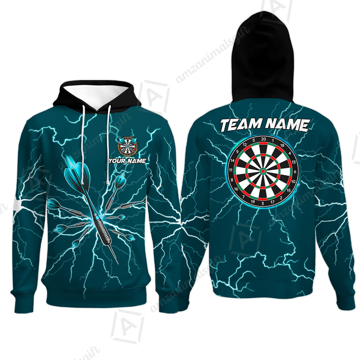 Custom Thunder Lightning Darts Quarter Men Polo Team Shirts,  Custom Darts Team Jerseys Uniform, Personalized Name And Team Name
