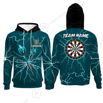 Custom Thunder Lightning Darts Quarter Men Polo Team Shirts,  Custom Darts Team Jerseys Uniform, Personalized Name And Team Name