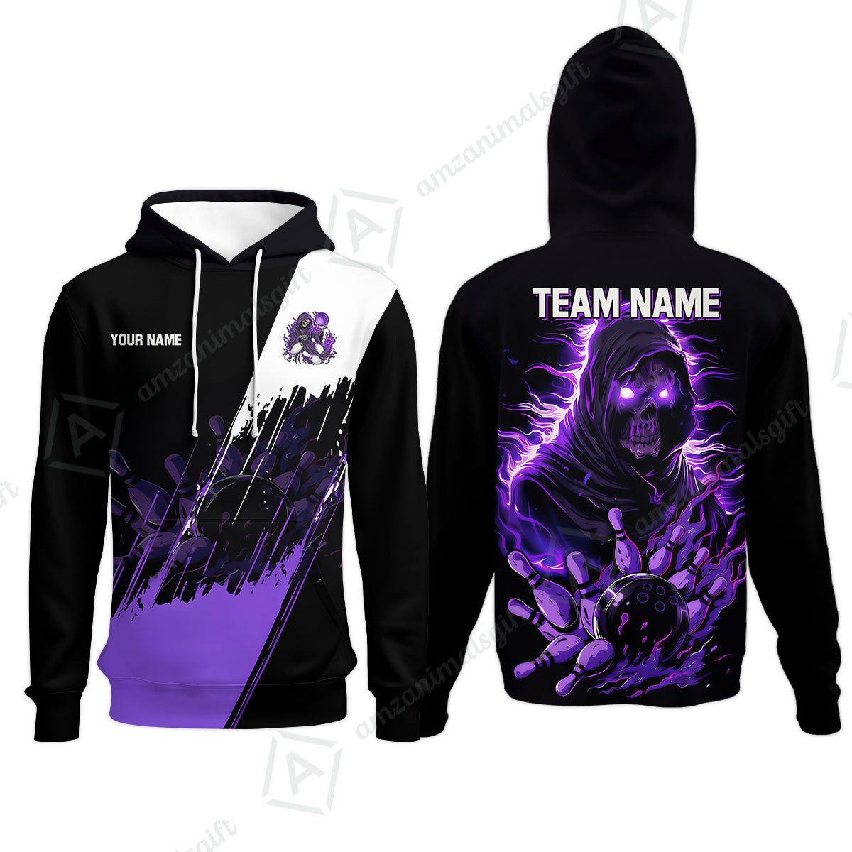 Custom Bowling Jersey Polo Shirt, Glow Reaper Bowling Custom Bowling Jersey Team Shirt For Players With Name & Team Name