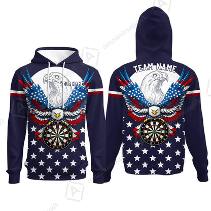 Custom Darts Jersey Polo Shirt, American Eagle, Custom Dart Jersey Team Shirt For Players With Name & Team Name
