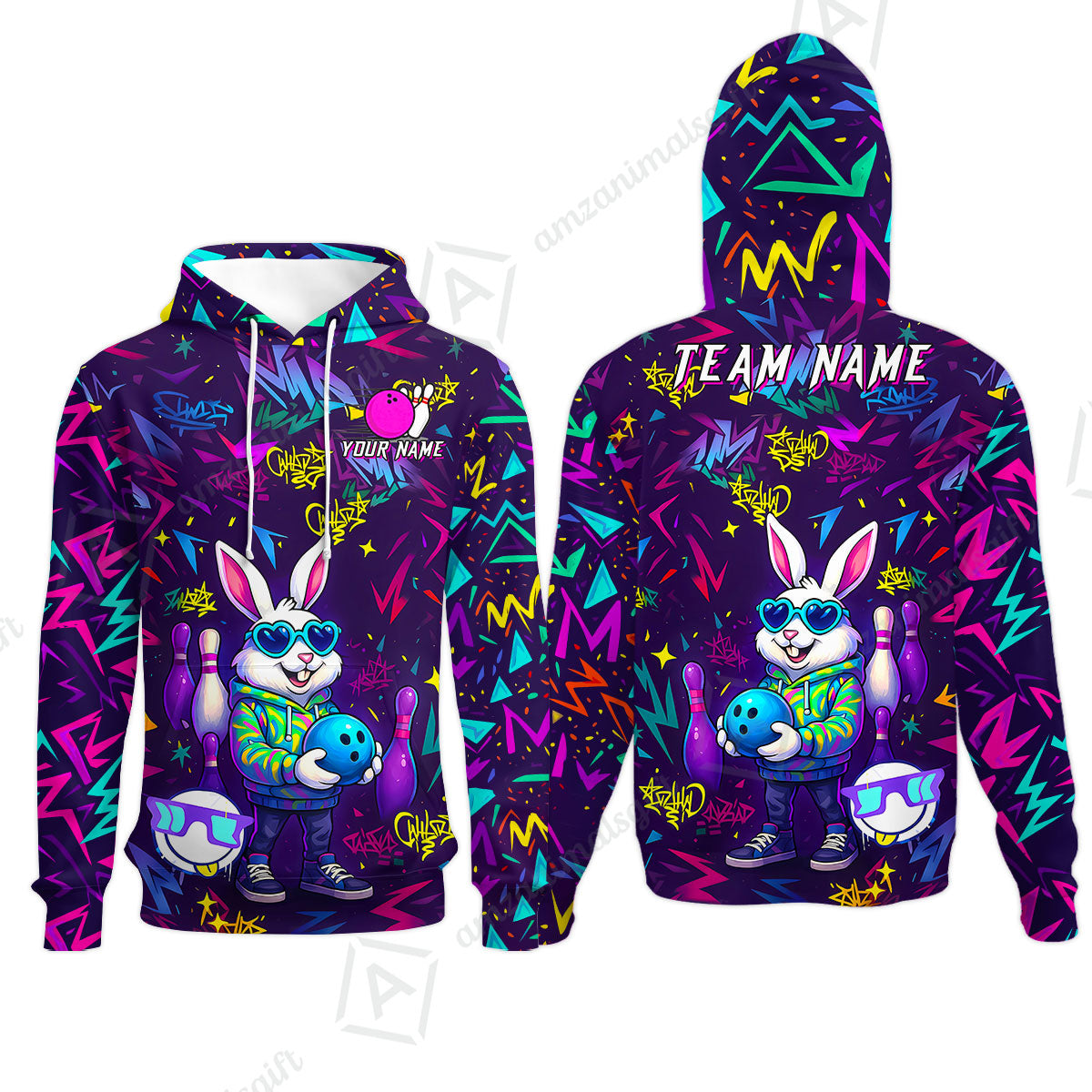 Custom Hip Hop Rabbit Bowling Jersey Polo Shirt, Custom Hip Hop Rabbit Bowling Jersey Team Shirt For Players With Name & Team Name