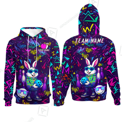 Custom Hip Hop Rabbit Bowling Jersey Polo Shirt, Custom Hip Hop Rabbit Bowling Jersey Team Shirt For Players With Name & Team Name