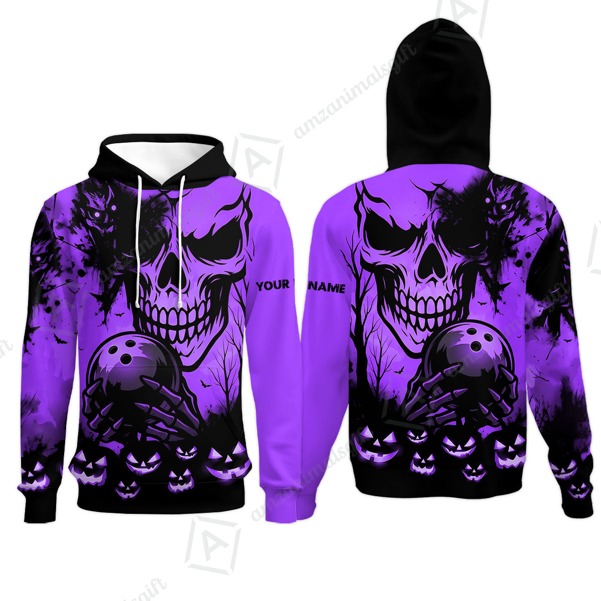 Custom Bowling Jersey Polo Shirt, Pumpkins Skull Halloween, Custom Bowling Jersey Team Shirt For Players With Name & Team Name
