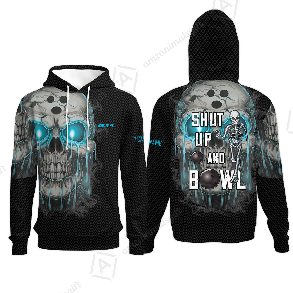 Custom Bowling Team Uniform Skull Flame Bowling Shirt - Shut Up And Bowl, Personalized Name And Team Name