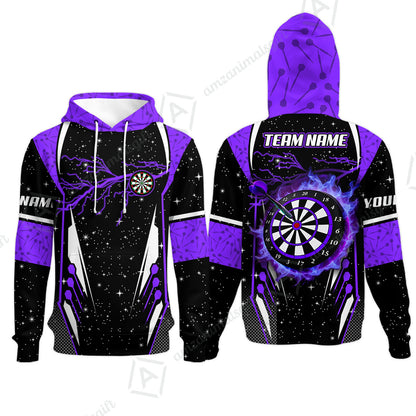Custom Lightning Glitter Darts Team Unisex Polo Shirts, Customized Name Team Name Darts Team Jerseys Uniform