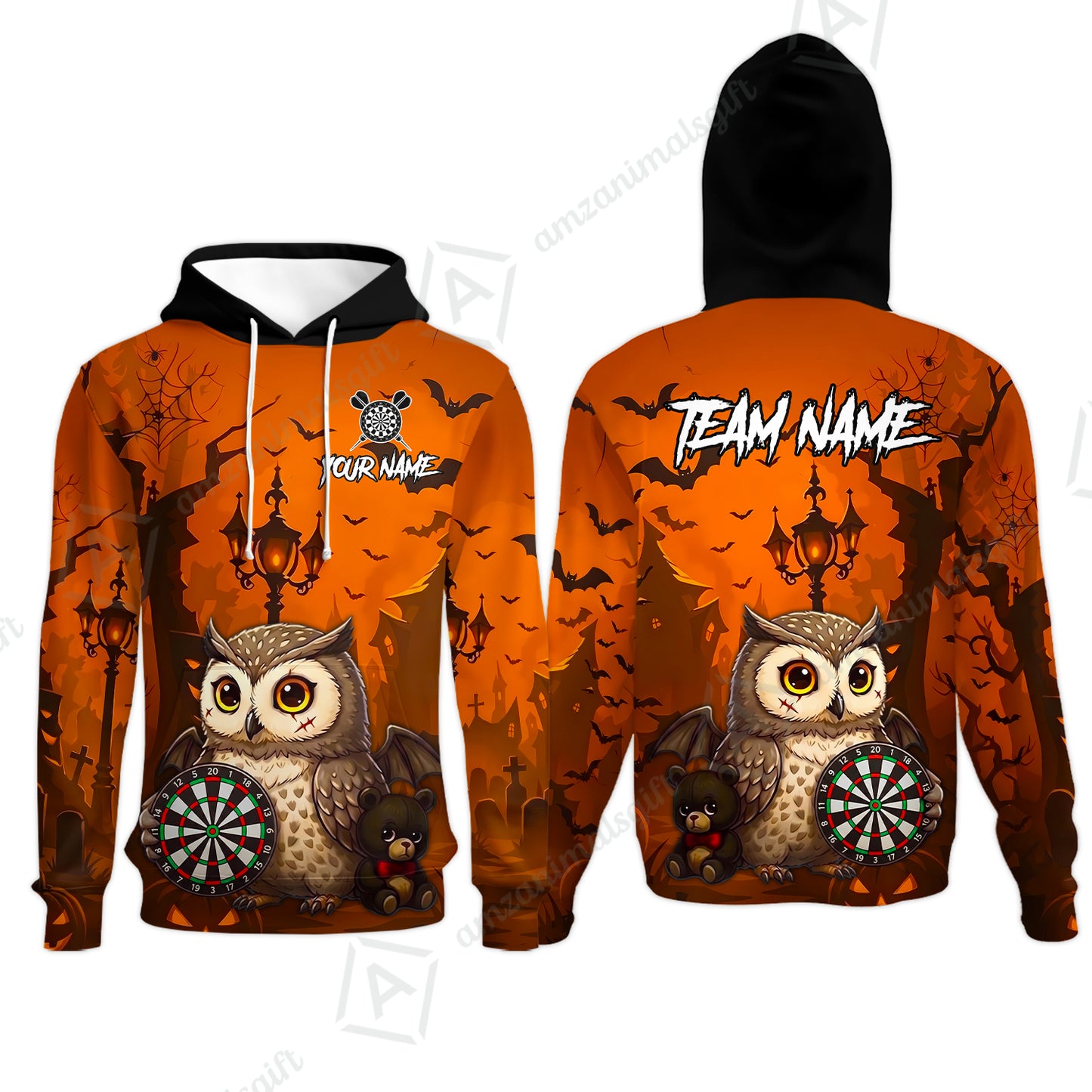 Custom Dart Jersey Team Shirt For Players, Owl In Halloween, Personalize Name and Team Name