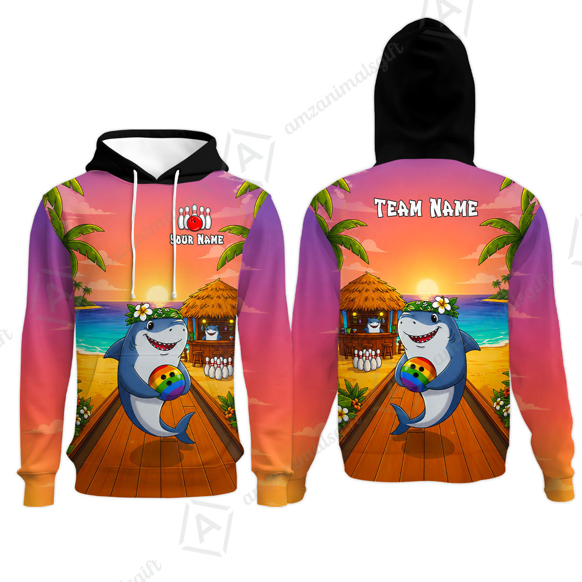 Custom Bowling Jersey Polo Shirt, Shark Strike, Custom Bowling Jersey Team Shirt For Players With Name and Team Name