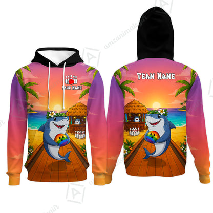 Custom Bowling Jersey Polo Shirt, Shark Strike, Custom Bowling Jersey Team Shirt For Players With Name and Team Name