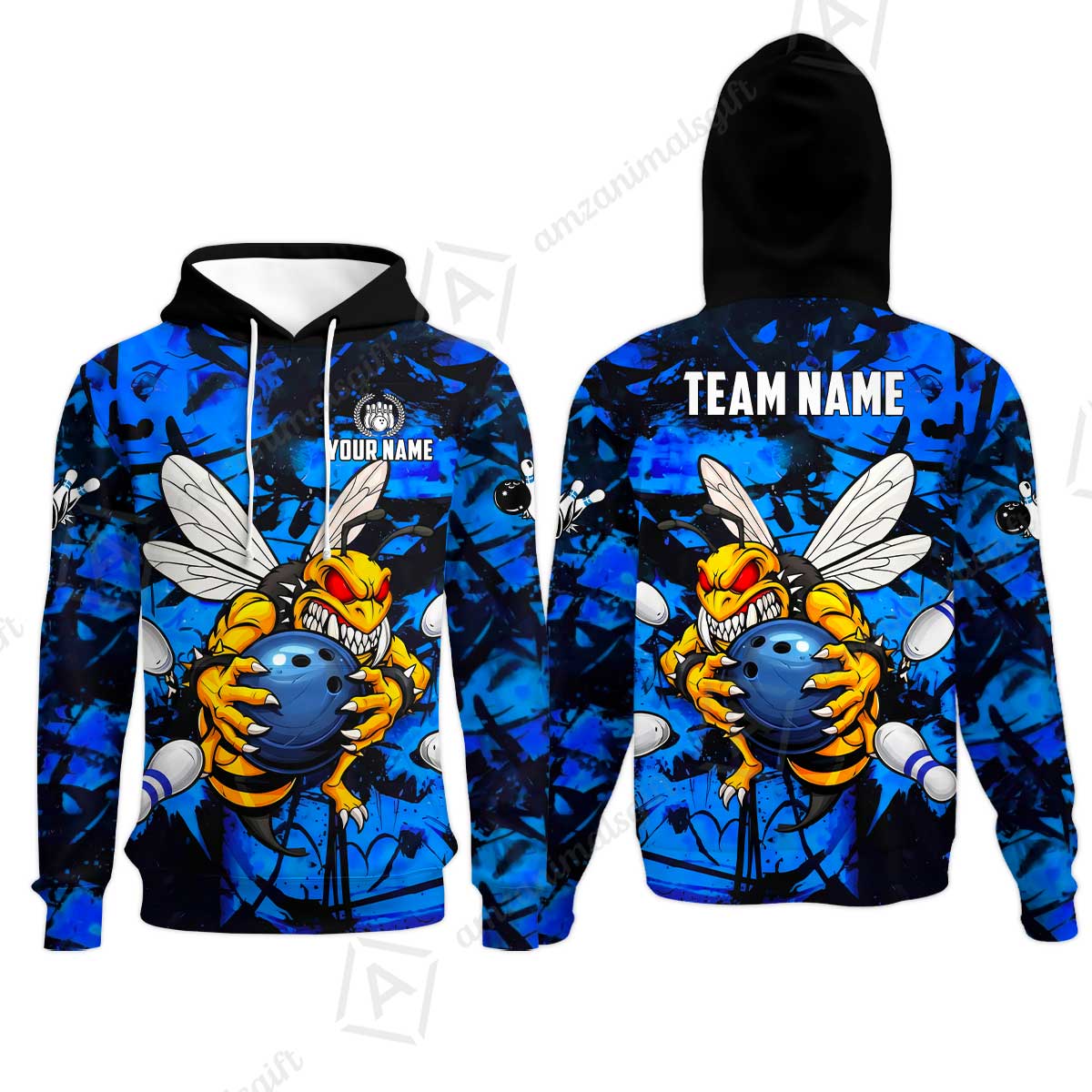 Custom Bowling Jersey Polo Shirt, The Wild Wasp Strike, Custom Bowling Jersey Team Shirt For Players With Name & Team Name