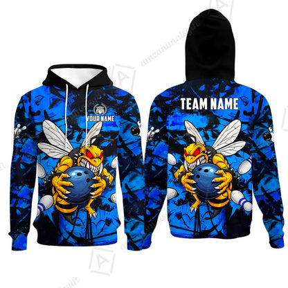 Custom Bowling Jersey Polo Shirt, The Wild Wasp Strike, Custom Bowling Jersey Team Shirt For Players With Name & Team Name